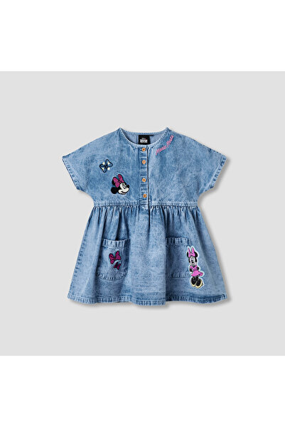 Disney Minnie Mouse Embroidered Dress with Extended Sleeves