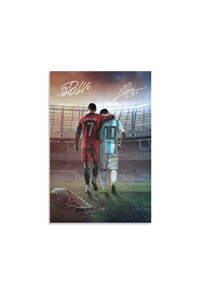 ALAYRA International ملصق ألايرا ميسي رونالدو لوحة جدارية مطبوعة على قماش ملص...