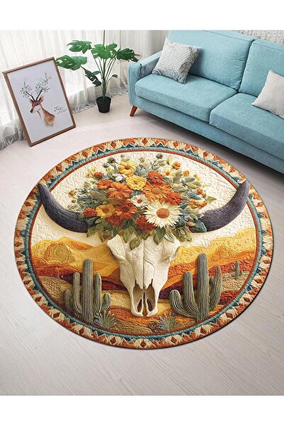 Markaev Çöl Boğası Baskılı Dokuma Taban Halı 549 YNG