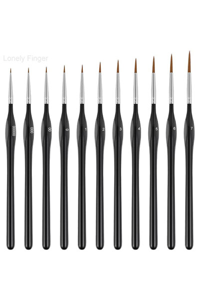 Choice1 11pcs Black Detail Drybrush Miniature Paint Brushes -1/3/6/11/17pcs M...