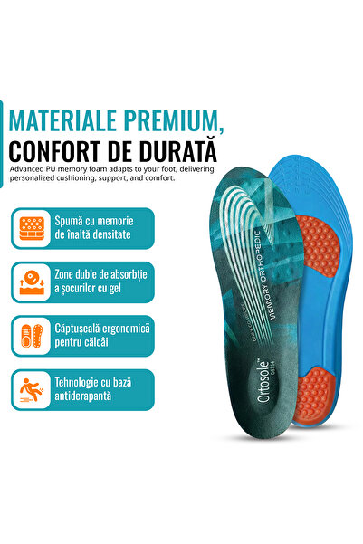 Belsta Set 2 Branturi Ortopedice OS204®, Spuma cu Memorie si Gel, Marimi Ajustabile 40-45, Unisex