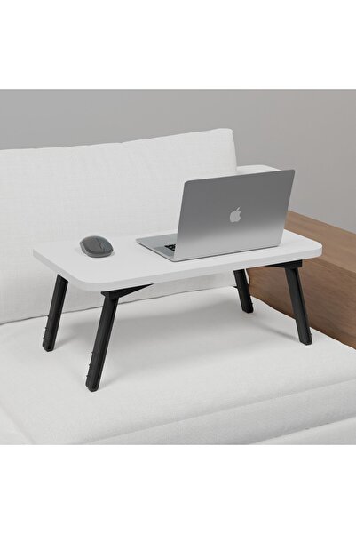 Artenova Masuta laptop portabila, PAL si plastic, 60x35x23cm, culoare alb cu negru