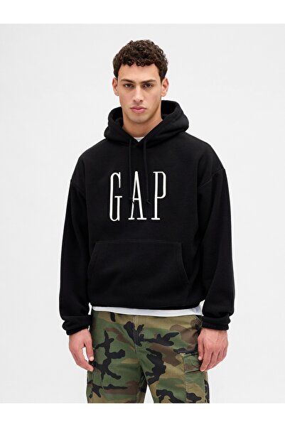 GAP Erkek Siyah Oversized Logo Sweatshirt
