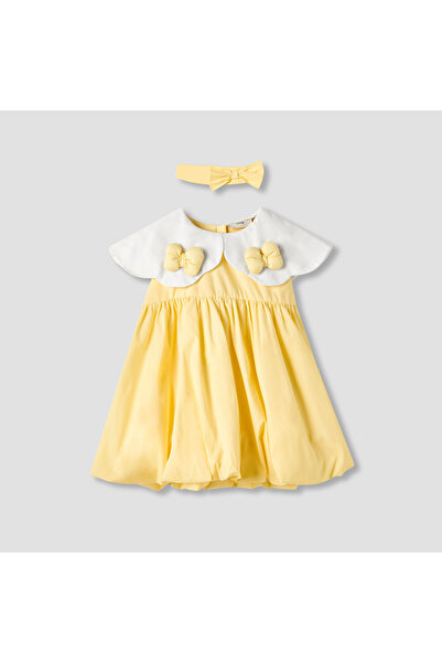 Juniors Bow Detail Collared Dress with Headband