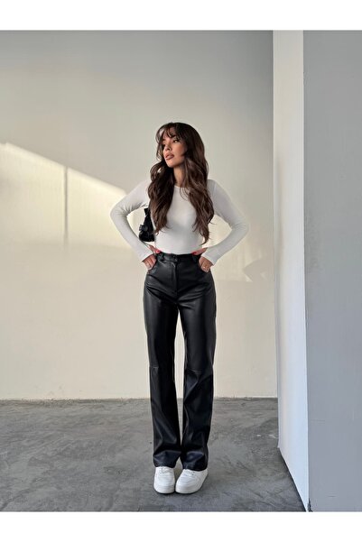 mydukkan.co Faux Leather Trousers with Pockets
