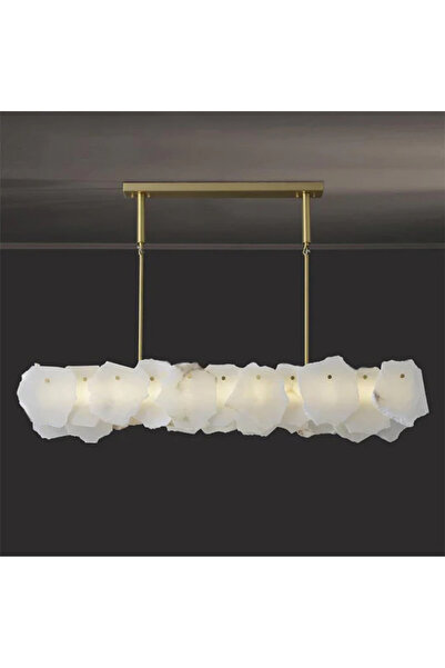 RONİSU AYDINLATMA Nassira Mermer Sarkıt Avize – Doğal Taş Formlu, Altın Gövde...