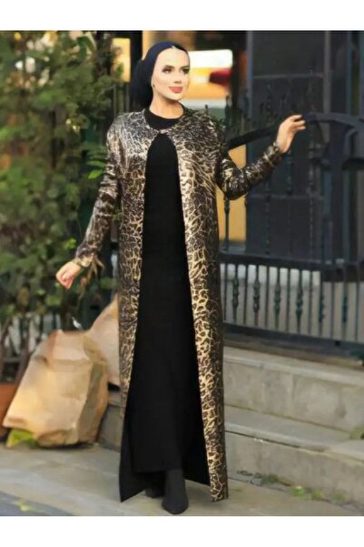 SWAN.AE Winter Two pieces Drees, Tiger print, long jacket, Tricot dress lycra, Chic