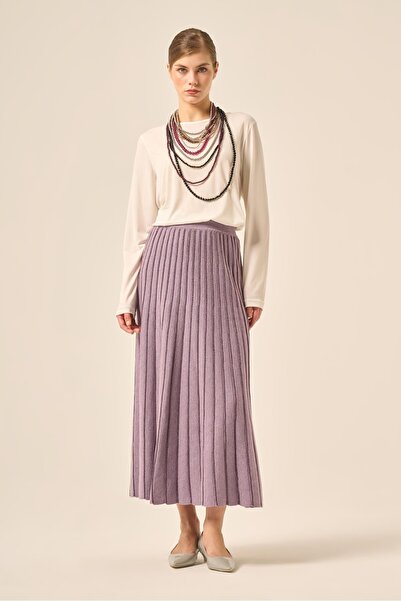 FTZ WOMEN Women's Pleated Long Skirt Lilac 25156