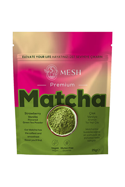 Mesh Çilek Vanilya Aromalı Matcha Çayı - Strawberry Vanilla Premium Matcha Te...