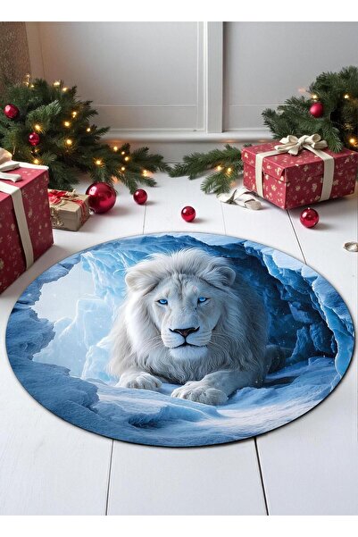 Markaev Buz Aslanı Baskılı Dokuma Taban Halı 548 YNG