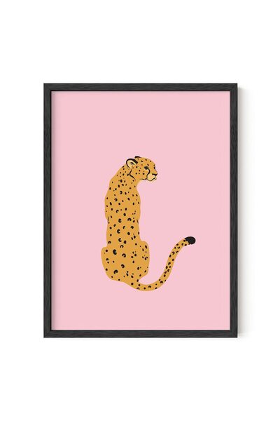 ALAYRA International لوحة جدارية بنقشة الفهد من ALAYRA - ملصق وردي لإضفاء لمس...