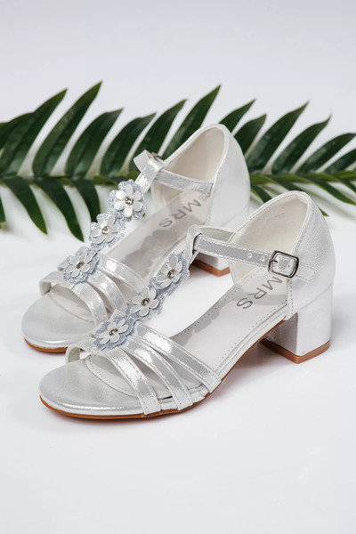 Zaira Ασημένια γυναικεία σανδάλια από οικολογικό δέρμα Alina2 #22017 - 29