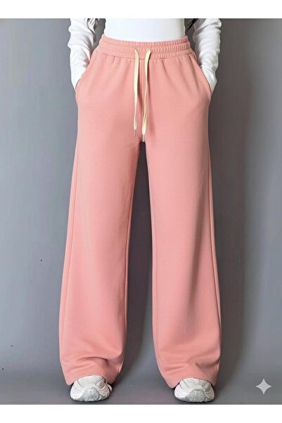 NO 601 بنطال رياضي صيفي من قماش فاين فوتن باللون الوردي السلموني للنساء