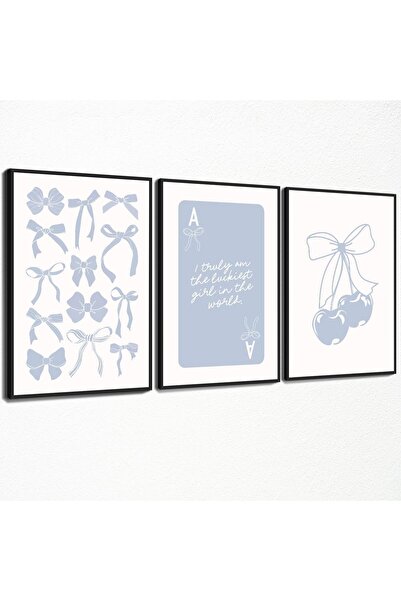 ALAYRA International مجموعة لوحات جدارية من ثلاث قطع بتصميم فيونكة الكرز من A...