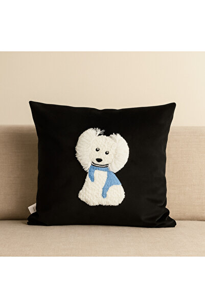 Merfico Fluffy Friend Throw Pillow Cover Dog Pattern Pillow