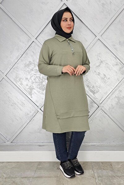 PYS KADIN FERMUAR VE DÜĞME DETAYLI TESETTÜR TUNİK