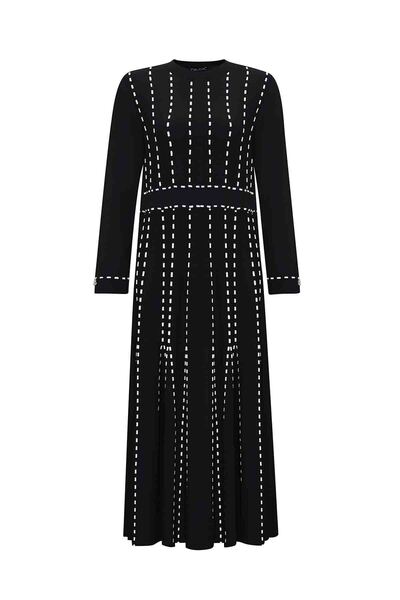 MISS DALIDA Örgü Teknikli Triko Siyah Elbise