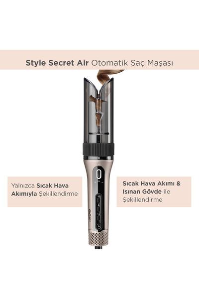 BABYLİSS C6688E Style Secret Air Auto-Curl Teknolojili Sıcak Hava İle Bukle Yapan Otomatik Saç Maşası Metalik