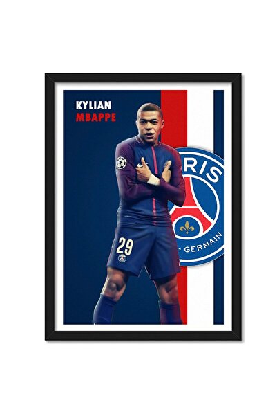 ALAYRA International ملصق ألايرا - كيليان مبابي مؤطر من الزجاج الأكريليكي للغ...