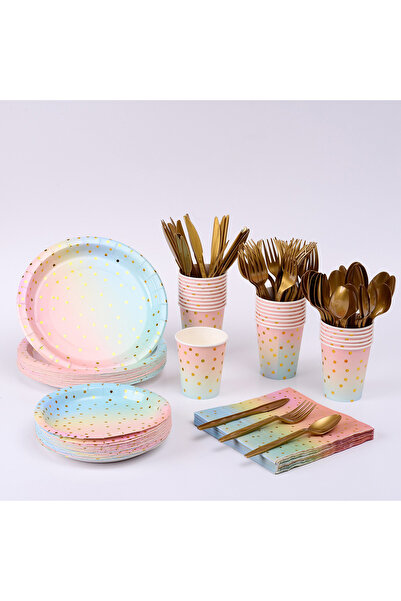 Generic 200Pcs Disposable Cutlery Disposable Paper Tableware Set for 25 Guests for Party Supplies