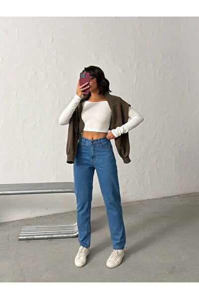 Blue Wings جينز مومياء بخصر عالٍ وقصة كاملة