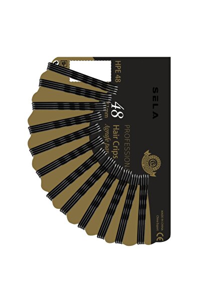 SELA Agrafe de păr 48 buc, 61 mm, negre,
