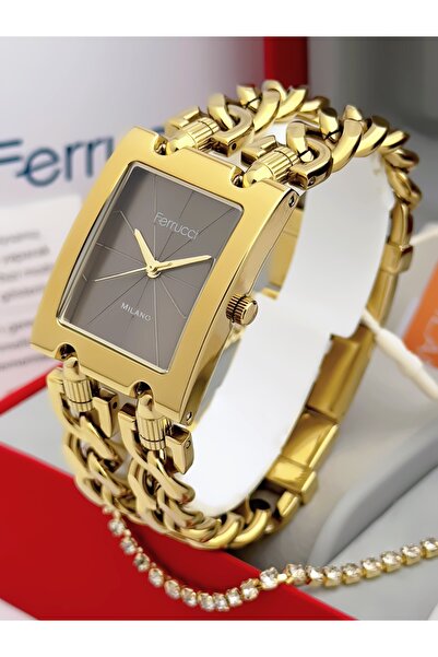 Ferrucci Steel Chain Cord Women's Wristwatch 3 Atm Water Resistant 2 Years Wa...