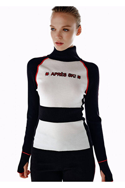 Knitss Yıldız Desenli Extrafıne Merino Yün Triko Siyah Beyaz