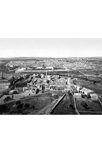 ALAYRA International ألايرا، مدينة القدس، فلسطين، 1900، ملصق فني قديم بالأبيض...