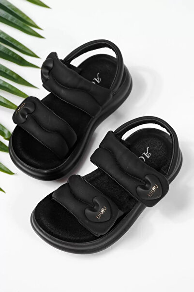 Zaira Sandale fete negre din piele ecologica Rox #22193 - 36