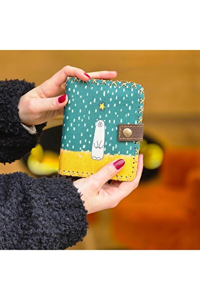 HOODİEMOUSE Polar Bear Pattern Small Women's Wallet - Ethnic Retro Bohemian Handmade