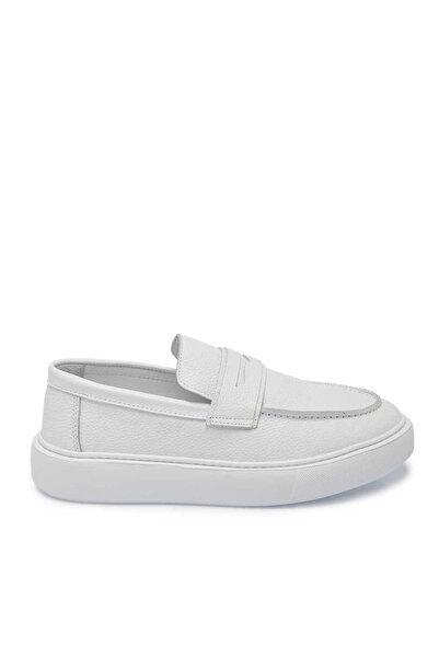 Tergan Beyaz Hakiki Deri Erkek Loafer - E25S1AY57561-B69