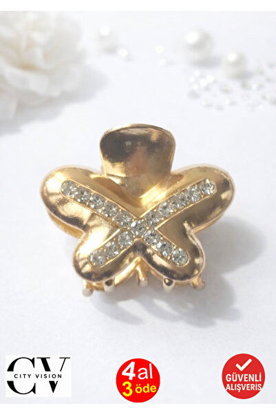 cityvision Agrafă de păr din metal cu design X cu pietre 5 cm