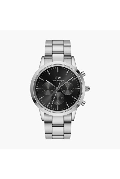 Daniel Wellington 42 MM Men's Silver Chronograph Stainless Steel Strap Watch ...
