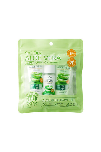 SADOER Set de îngrijire facială format călătorie, aloe vera