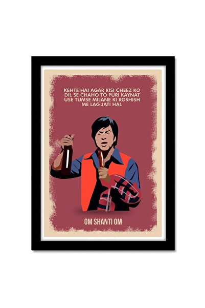 ALAYRA International ألايرا - إطار فيلم بوليوود أوم شانتي أوم للغرفة والمكتب (ملصق مؤطر (10 × 13 بوصة)، أحمر)