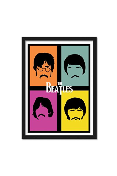 ALAYRA International ملصق ALAYRA - فرقة البيتلز، فن البوب، مؤطر بزجاج أكريليك (10 بوصة × 13 بوصة، متعدد الألوان)