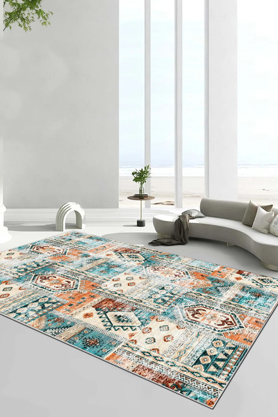 Halise Home Yıkanabilir Kaymaz Taban Dijital Baskılı Halı,Yolluk