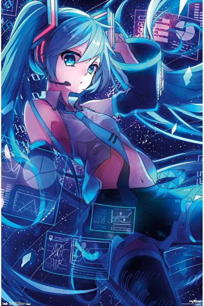 ALAYRA International ملصق حائط ALAYRA Hatsune Miku - Screens، مقاس 22.375 بوصة × 34 بوصة، نسخة بدون إطار