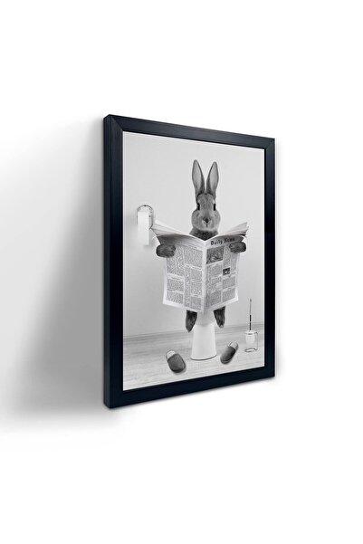 ALAYRA International ALAYRA Black Framed Poster, Cute Rabbit Wall Art, Farmho...