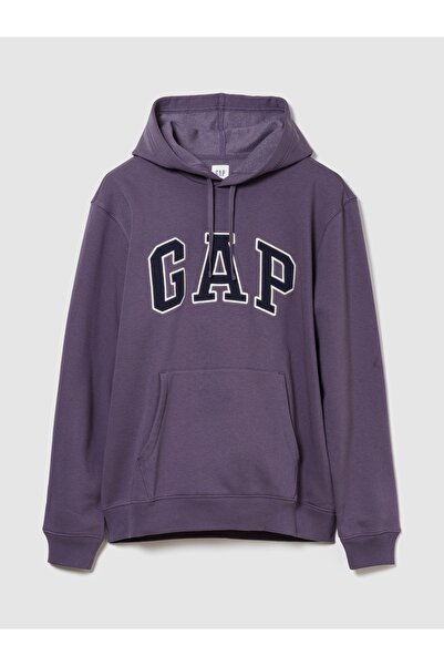 GAP Erkek Mor Logo Relaxed Fleece Sweatshirt