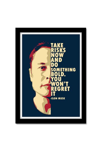 ALAYRA International ملصق ALAYRA - اقتباس تحفيزي لإيلون ماسك، مؤطر، لتزيين ال...