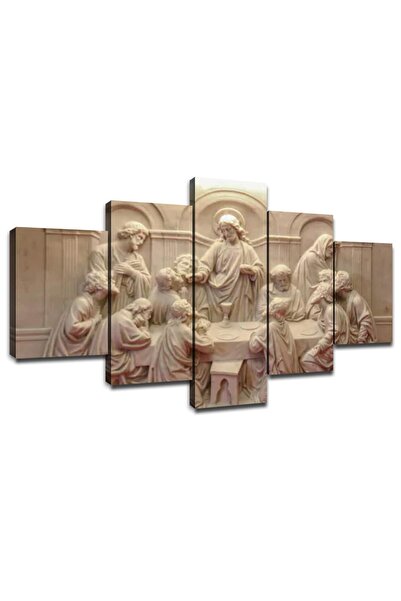 ALAYRA International ALAYRA Jesus Last Supper Wall Decor for Living Room Pictures 5 Piece Canvas Prints Wall Art Christ