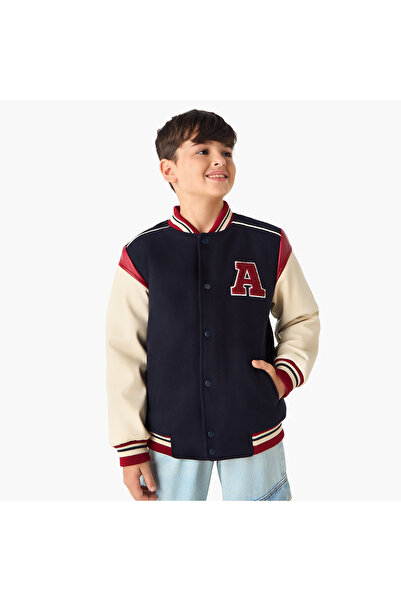 Juniors Alphabet Applique Heavy Jacket with Long Sleeves