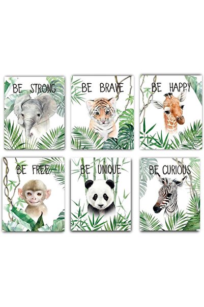 ALAYRA International لوحة فنية مطبوعة لغرفة الأطفال من ALAYRA بتصميم غابة، ديكور جداري لغرفة الأطفال بتصميم حيوانات سفاري الغابة، صغير