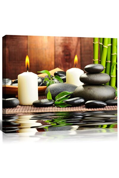 ALAYRA International ALAYRA Zen Canvas Wall Art Paintings Decor Black Stone W...