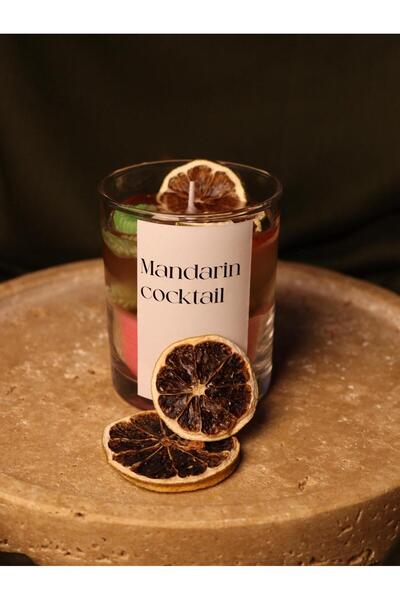 mirene ateiler Mandarin Cocktail El Yapımı Bardak Soya-Jel Mum