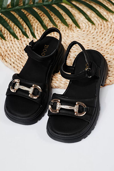 Zaira Sandale fete negre din piele ecologica Camille2 #21931 - 33