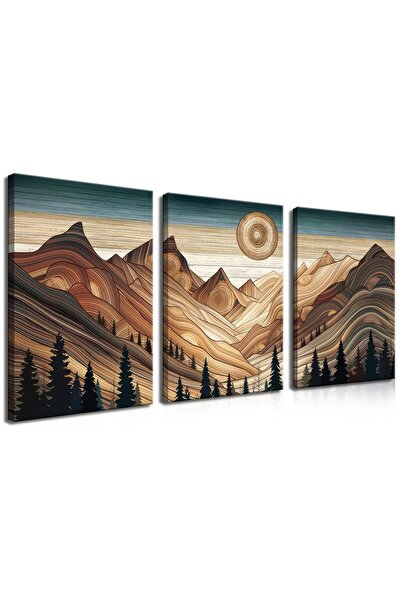 ALAYRA International مجموعة لوحات جدارية تجريدية من قماش ألايرا، تضم 3 قطع - ...