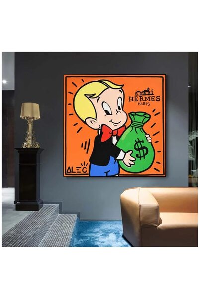 ALAYRA International ALAYRA Monopoly Rich Money Man Canvas Painting On The Wa...